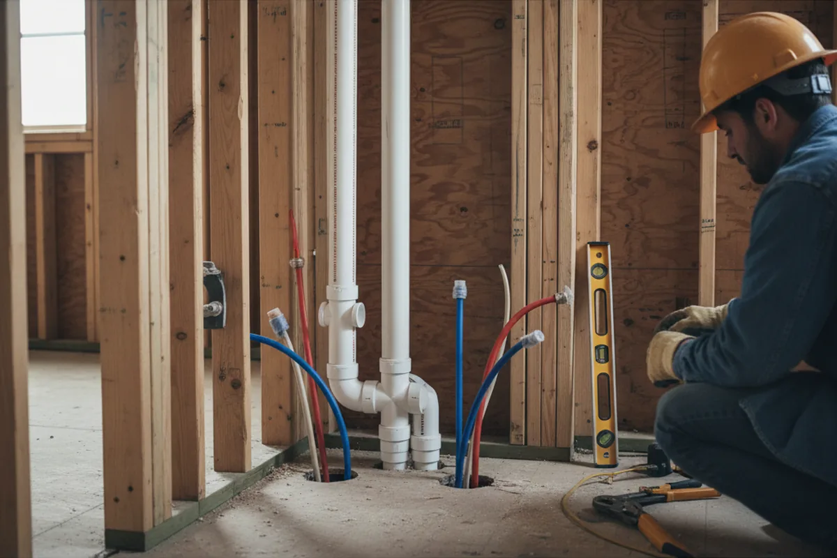 Drain and supply rough-in during Toilet Repair and Installation in Webster